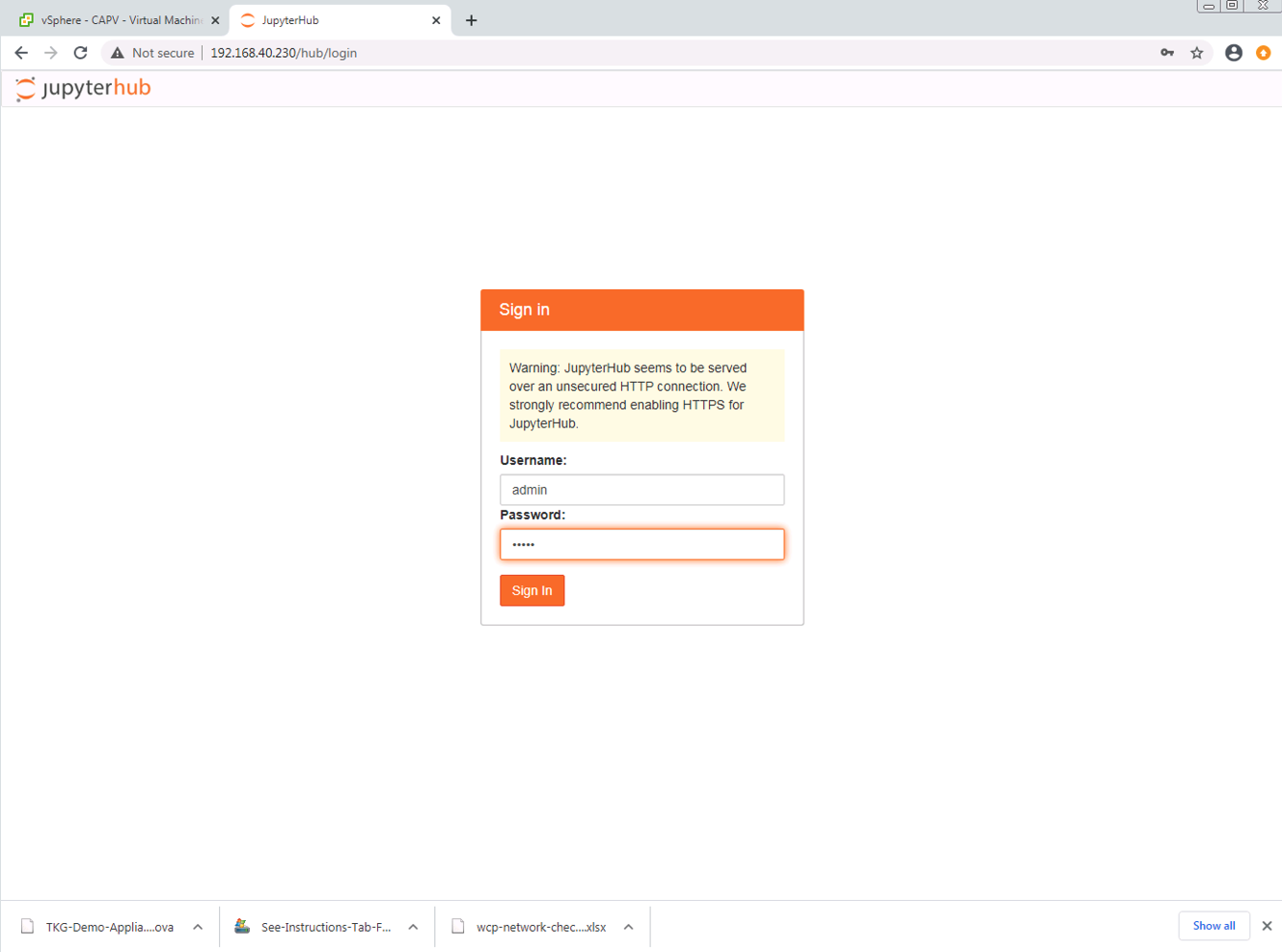 Jupyter login screen