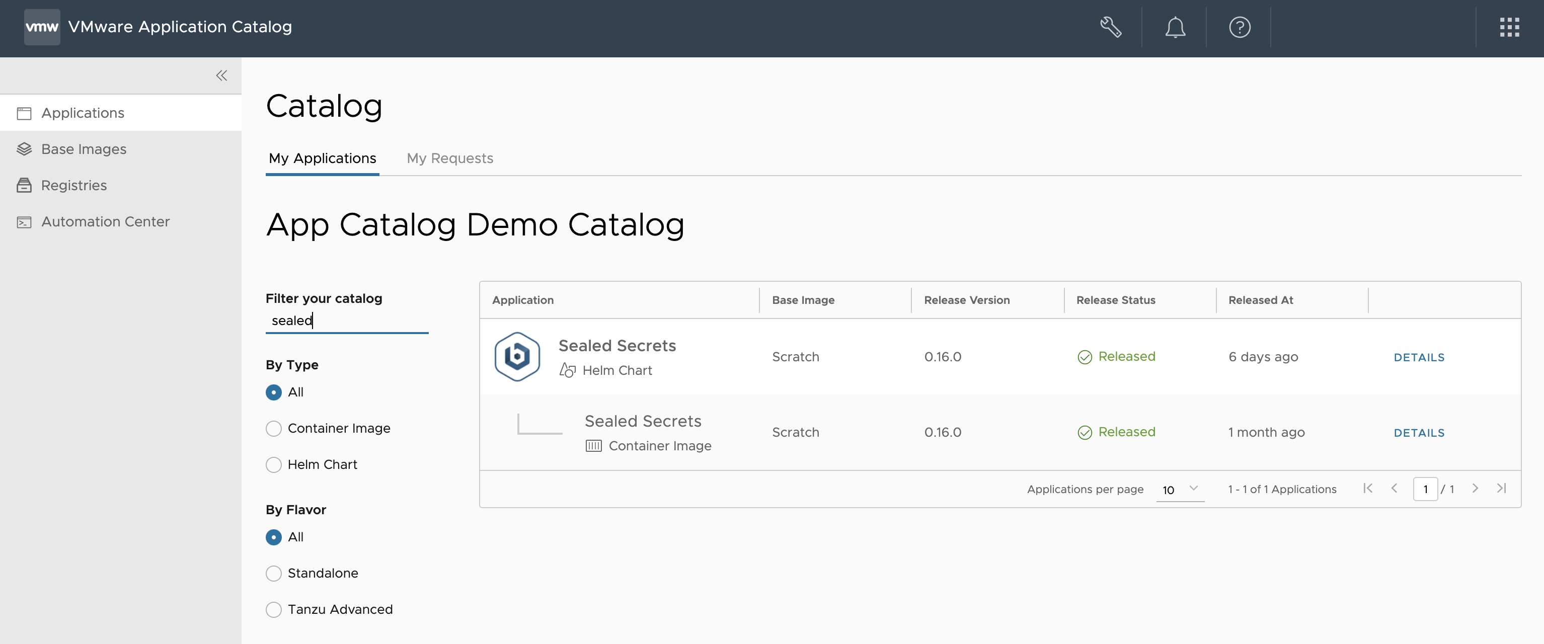 VMware Application Catalog Sealed Secrets Helm chart