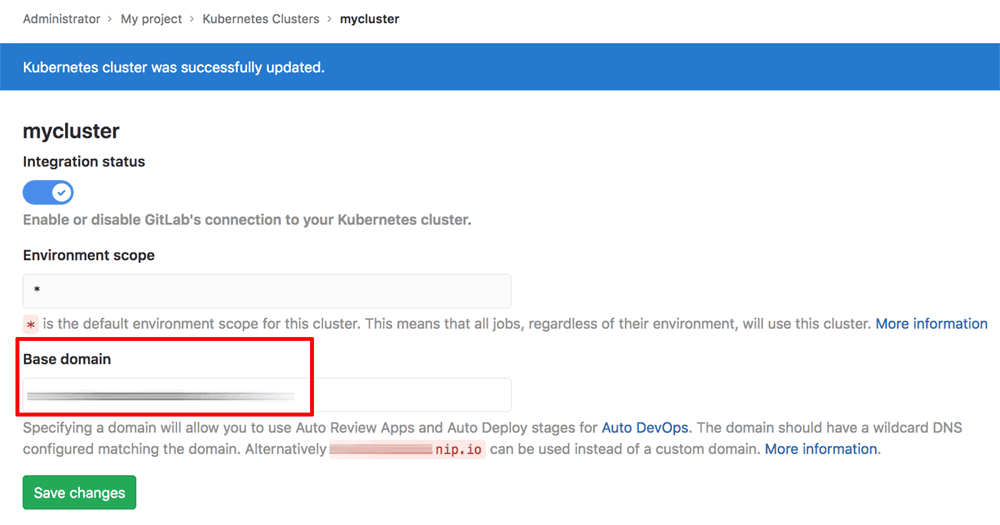 GitLab base domain configuration